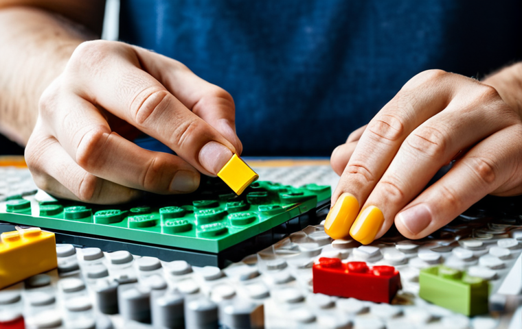 Examining Used LEGOs**

"A close-up shot of hands (perfect anatomy, proper finger count) carefully inspecting used LEGO bricks. The LEGOs are clean and in good condition, various colors. Background is a well-lit table with a magnifying glass and a reference sheet showing original LEGO parts. Focus on detail and authenticity. safe for work, appropriate content, fully clothed hands, professional quality, modest setting, family-friendly image."

**