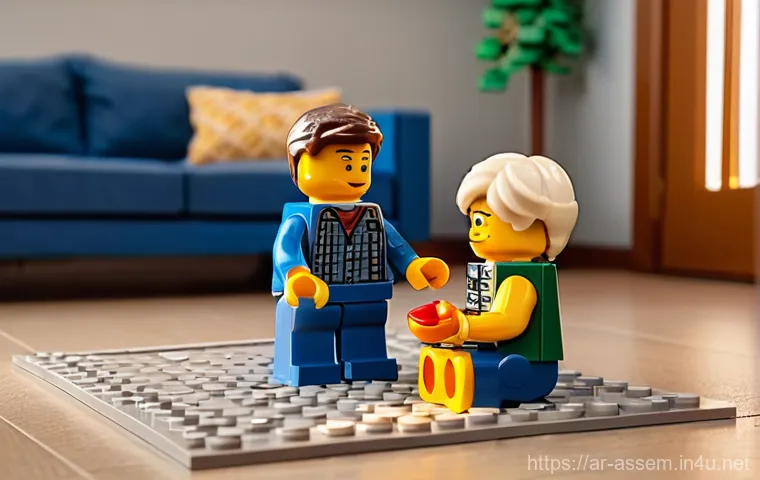레고 조립으로 만든 유명 영화 장면 - **"A vibrant and bustling LEGO street scene, meticulously recreating a humorous moment from a classi...