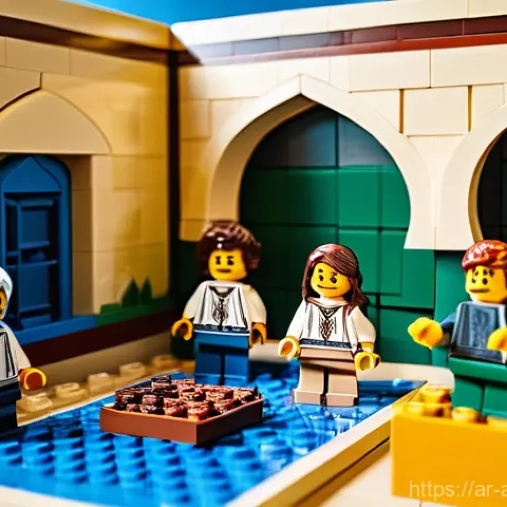 레고와 세계 각국의 콜라보 - **Image Prompt 1: LEGO in a Traditional Arab Home**
    A group of 3-4 children, aged between 8 and ...