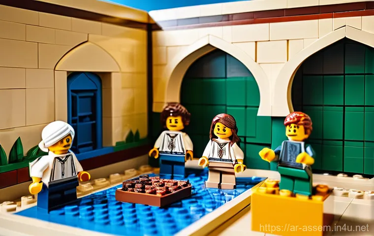 레고와 세계 각국의 콜라보 - **Image Prompt 1: LEGO in a Traditional Arab Home**
    A group of 3-4 children, aged between 8 and ...