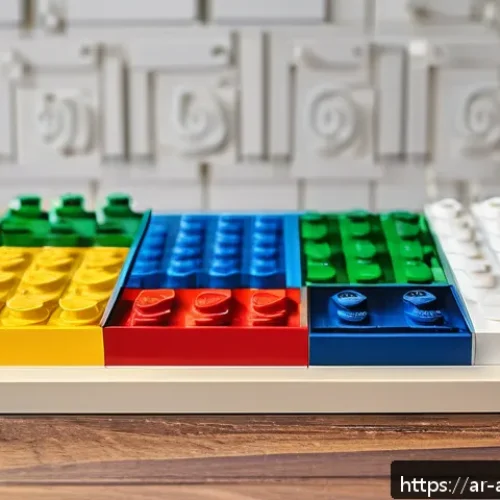 레고 전문가의 조립 팁 - A detailed and colorful workspace scene showing an organized LEGO building station tailored for an A...